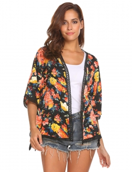 Navy blue Women 3"4 Sleeve Open Front Floral Hollow Out Lace Trim Poncho Cape Cardigan, Multicolor
Navy blue Women 3"4 Sleeve Open Front Floral Hollow Out Lace Trim Poncho Cape Cardigan, Multicolor