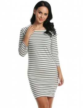 Meaneor Gray white Women Fashion O-Neck Slim Striped Mini Work Casual Dresses, Multicolor
Meaneor Gray white Women Fashion O-Neck Slim Striped Mini Work Casual Dresses, Multicolor