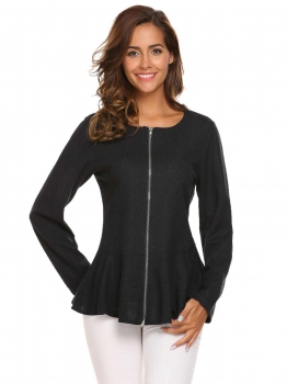 Black Women Fashion O-Neck Long Sleeve Solid Zipper Slim Jacket, Multicolor
Black Women Fashion O-Neck Long Sleeve Solid Zipper Slim Jacket, Multicolor