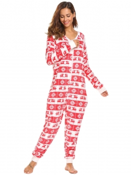 White red Women Long Sleeve Fleece Onesie Pajama Christmas Print One Piece Sleepwear, Multicolor
White red Women Long Sleeve Fleece Onesie Pajama Christmas Print One Piece Sleepwear, Multicolor