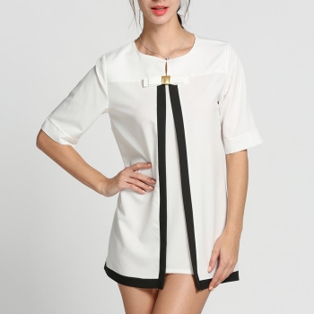 White Fashion Women's Patchwork Bowknot O-neck Short Sleeve Tops T-shirt Shirts & Blouses, Multicolor
White Fashion Women's Patchwork Bowknot O-neck Short Sleeve Tops T-shirt Shirts & Blouses, Multicolor