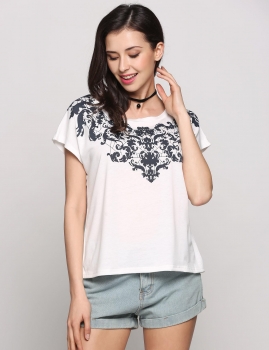 Vintage Floral Printed Round Neck Short Sleeve Pullover Cotton T-Shirt, Multicolor
Vintage Floral Printed Round Neck Short Sleeve Pullover Cotton T-Shirt, Multicolor