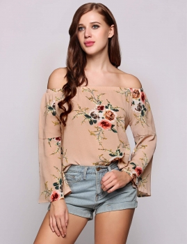 Apricot Floral Print Off the Shoulder Flare Long Sleeve Loose Asymmetry Hem Tops, Multicolor
Apricot Floral Print Off the Shoulder Flare Long Sleeve Loose Asymmetry Hem Tops, Multicolor
