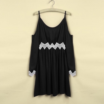 Black New Women's Fashion Long Sleeve O-Neck Sexy Off the Shoulder Lace Splicing Chiffon Casual Dresses, Multicolor
Black New Women's Fashion Long Sleeve O-Neck Sexy Off the Shoulder Lace Splicing Chiffon Casual Dresses, Multicolor