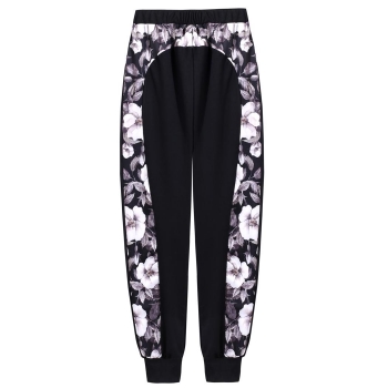 Finejo Black Women Casual Elastic High Waist Floral Print Patchwork Cuffed Joggers Pants, Multicolor
Finejo Black Women Casual Elastic High Waist Floral Print Patchwork Cuffed Joggers Pants, Multicolor