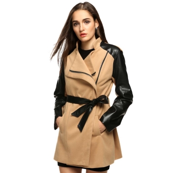 Zeagoo Khaki Women Fashion Lapel Long Sleeve Synthetic Leather Patchwork Wool Blend Trench Outerwear Tank Tops Coats & Jackets, Multicolor
Zeagoo Khaki Women Fashion Lapel Long Sleeve Synthetic Leather Patchwork Wool Blend Trench Outerwear Tank Tops Coats & Jackets, Multicolor