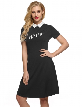 Black ACEVOG Retro Women Doll Collar Short Sleeve Embroidery A-Line Shift Casual Dresses, Multicolor
Black ACEVOG Retro Women Doll Collar Short Sleeve Embroidery A-Line Shift Casual Dresses, Multicolor