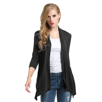 Black Women Casual 3"4 Sleeve Solid Pattern Asymmetric Hem Cardigan Outwear Shirts & Blouses, Multicolor
Black Women Casual 3"4 Sleeve Solid Pattern Asymmetric Hem Cardigan Outwear Shirts & Blouses, Multicolor