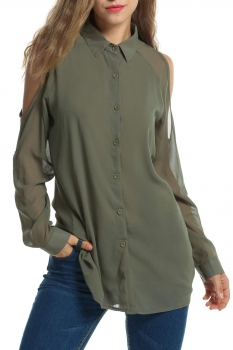 Zeagoo Army green Women's Chiffon Off the Shoulder Turn Down Collar Loose Cut Out Tops Shirts & Blouses, Multicolor
Zeagoo Army green Women's Chiffon Off the Shoulder Turn Down Collar Loose Cut Out Tops Shirts & Blouses, Multicolor
