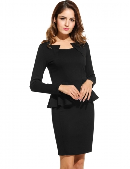 Black Women Casual Long Sleeve Solid Square Neck Zip-up Slim Business Pencil Dress, Multicolor
Black Women Casual Long Sleeve Solid Square Neck Zip-up Slim Business Pencil Dress, Multicolor