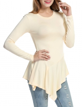 Beige Women Long Sleeve Asymmetric Hem Solid Basic Tee Loose Casual & Blouses Tank Tops T-Shirts, Multicolor
Beige Women Long Sleeve Asymmetric Hem Solid Basic Tee Loose Casual & Blouses Tank Tops T-Shirts, Multicolor