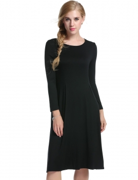 Meaneor Black New Women O-Neck Long Sleeve Solid Pleated Casual Dresses, Multicolor
Meaneor Black New Women O-Neck Long Sleeve Solid Pleated Casual Dresses, Multicolor
