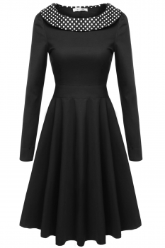 Women Polka Dot Boat Neck Long Sleeve Fit and Flare Party Midi Swing Dress, Multicolor
Women Polka Dot Boat Neck Long Sleeve Fit and Flare Party Midi Swing Dress, Multicolor