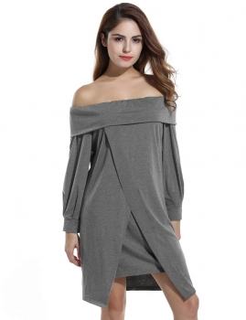 Zeagoo Dark gray Women Off the Shoulder Ruffles Long Sleeve Loose Knee Going Out Dresses, Multicolor
Zeagoo Dark gray Women Off the Shoulder Ruffles Long Sleeve Loose Knee Going Out Dresses, Multicolor