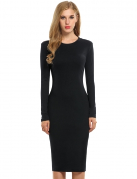 Black New Fashion Women Solid Long Sleeve Slim Bodycon Pencil Going Out Dresses, Multicolor
Black New Fashion Women Solid Long Sleeve Slim Bodycon Pencil Going Out Dresses, Multicolor