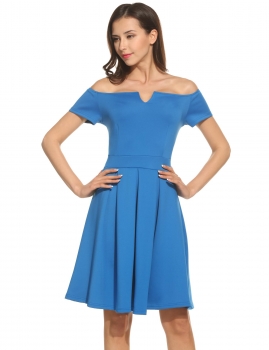 Blue New Women Sexy Slash Neck Off the Shoulder Short Sleeve Solid A-Line Hem Pleated Dress, Multicolor
Blue New Women Sexy Slash Neck Off the Shoulder Short Sleeve Solid A-Line Hem Pleated Dress, Multicolor