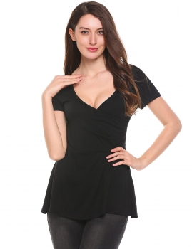 Black Casual Short Sleeve Comfy Loose Fit Tunic V Neck Solid Pullover T-Shirt Tops, Multicolor
Black Casual Short Sleeve Comfy Loose Fit Tunic V Neck Solid Pullover T-Shirt Tops, Multicolor