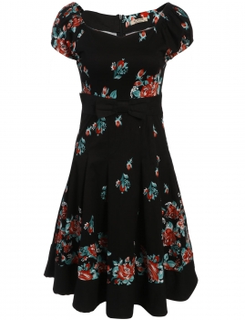 Black New Women Vintage Styles V-Neck Puff Sleeve Bow Tunic Prints A-Line Pleated Patchwork Hem Dress, Multicolor
Black New Women Vintage Styles V-Neck Puff Sleeve Bow Tunic Prints A-Line Pleated Patchwork Hem Dress, Multicolor
