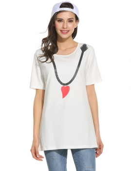 Women's Round Neck Short Sleeve Heart Print Casual Basic T-Shirt Tops, Multicolor
Women's Round Neck Short Sleeve Heart Print Casual Basic T-Shirt Tops, Multicolor