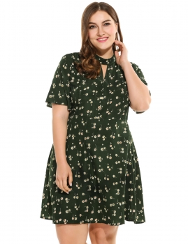 Women Fashion Stand Collar Key Hole Short Flare Sleeve Floral Print A-Line Short Dress, Multicolor
Women Fashion Stand Collar Key Hole Short Flare Sleeve Floral Print A-Line Short Dress, Multicolor