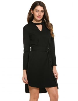 New Women Casual Hollow Out V-Neck Long Sleeve Solid Asymmetrical Hem Dress with Waist Belt, Multicolor
New Women Casual Hollow Out V-Neck Long Sleeve Solid Asymmetrical Hem Dress with Waist Belt, Multicolor
