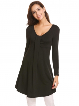 Black Casual O-Neck Long Sleeve Front Ruffle A-Line Pleated Dress, Multicolor
Black Casual O-Neck Long Sleeve Front Ruffle A-Line Pleated Dress, Multicolor