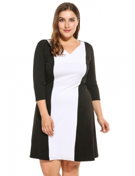 Women Plus Size V-Neck Three Quarter Sleeve Patchwork Plus Size Elastic A-Line Pullover Pleated Dress, Multicolor
Women Plus Size V-Neck Three Quarter Sleeve Patchwork Plus Size Elastic A-Line Pullover Pleated Dress, Multicolor