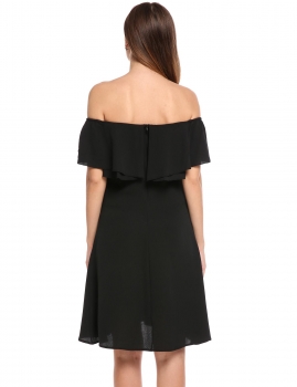 Black Slash Neck Off Shoulder Solid Ruffle Sleeve A-Line Pleated Hem Tunic Ruffle Brim Dress, Multicolor
Black Slash Neck Off Shoulder Solid Ruffle Sleeve A-Line Pleated Hem Tunic Ruffle Brim Dress, Multicolor