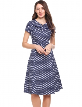 Blue Vintage Styles Doll Collar Cap Sleeve Dot A-Line Pleated Casual Dress, Multicolor
Blue Vintage Styles Doll Collar Cap Sleeve Dot A-Line Pleated Casual Dress, Multicolor