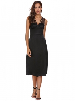 Black Mesh Patchwork V Neck Sleeveless Evening Party A-Line Dress, Multicolor
Black Mesh Patchwork V Neck Sleeveless Evening Party A-Line Dress, Multicolor