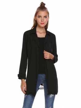 Black Lapel Collar Long Sleeve Lace Patchwork Chiffon Cardigan with Belt, Multicolor
Black Lapel Collar Long Sleeve Lace Patchwork Chiffon Cardigan with Belt, Multicolor