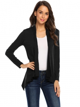Black Women Casual Long Sleeve Open Front Asymmetrical Cardigan, Multicolor 
Black Women Casual Long Sleeve Open Front Asymmetrical Cardigan, Multicolor
