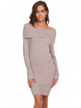 Khaki Women Casual Off Shoulder Long Sleeve Slim Bodycon Knitted Tunic Sweaters, Multicolor
Khaki Women Casual Off Shoulder Long Sleeve Slim Bodycon Knitted Tunic Sweaters, Multicolor