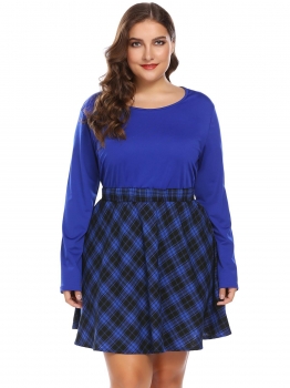 Blue Plus Size Vintage Style Long Sleeve Plaid Patchwork Fit and Flare Swing Dress, Multicolor
Blue Plus Size Vintage Style Long Sleeve Plaid Patchwork Fit and Flare Swing Dress, Multicolor