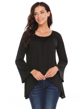 Black Women Casual Elastic O-Neck Long Sleeve Solid A-Line and Asymmetrical Hem Blouse T-shirt, Multicolor
Black Women Casual Elastic O-Neck Long Sleeve Solid A-Line and Asymmetrical Hem Blouse T-shirt, Multicolor