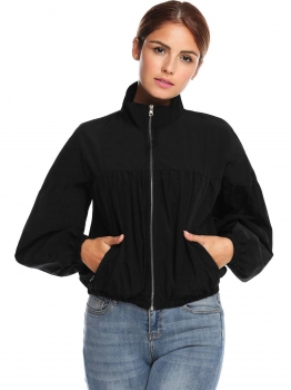 Black Women Zipper High Neck Long Sleeve Solid Loose Fit Bomber Jacket, Multicolor
Black Women Zipper High Neck Long Sleeve Solid Loose Fit Bomber Jacket, Multicolor