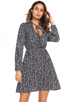 Blue Women Self-tie Wrap V-Neck Long Sleeve Ruched Waist Floral Print Casual Dress, Multicolor
Blue Women Self-tie Wrap V-Neck Long Sleeve Ruched Waist Floral Print Casual Dress, Multicolor
