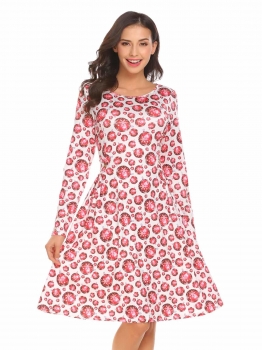 White Women Fashion Christmas O-Neck Long Sleeve Printed Slim Waist A-Line Dress, Multicolor
White Women Fashion Christmas O-Neck Long Sleeve Printed Slim Waist A-Line Dress, Multicolor