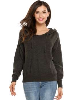 Black Hooded Drawstring Design Long Sleeve Solid Knit Pullover Sweater Top, Multicolor
Black Hooded Drawstring Design Long Sleeve Solid Knit Pullover Sweater Top, Multicolor