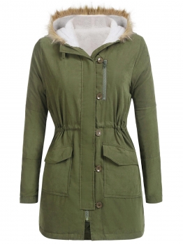 Army green Women Artificial Fur Hooded Long Sleeve Thickened Winter Warm Coat, Multicolor
Army green Women Artificial Fur Hooded Long Sleeve Thickened Winter Warm Coat, Multicolor