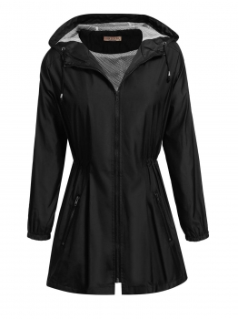 Black Women Lightweight Hooded Drawstring Trench Raincoat Casual Waterproof Jacket, Multicolor
Black Women Lightweight Hooded Drawstring Trench Raincoat Casual Waterproof Jacket, Multicolor