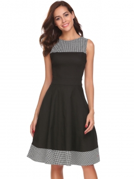 Black Women Vintage Style O-Neck Sleeveles Plaid Patchwork Casual Dress, Multicolor
Black Women Vintage Style O-Neck Sleeveles Plaid Patchwork Casual Dress, Multicolor