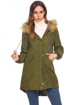 Army green Women Casual Hooded Drawstring Long Sleeve Button Zipper Pocket Artificial Feather Warm Thick Coat, Multicolor
Army green Women Casual Hooded Drawstring Long Sleeve Button Zipper Pocket Artificial Feather Warm Thick Coat, Multicolor