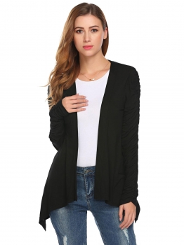 Black Women Casual Ruched Long Sleeve Solid Asymmetrical Short Cardigan, Multicolor
Black Women Casual Ruched Long Sleeve Solid Asymmetrical Short Cardigan, Multicolor