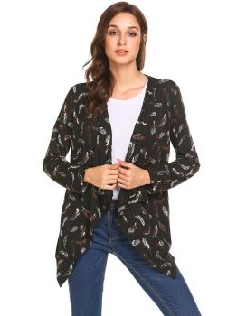 Black brown Women Long Sleeve Open Front Print Chiffon Patchwork Irregular Casual Cardigan, Multicolor
Black brown Women Long Sleeve Open Front Print Chiffon Patchwork Irregular Casual Cardigan, Multicolor