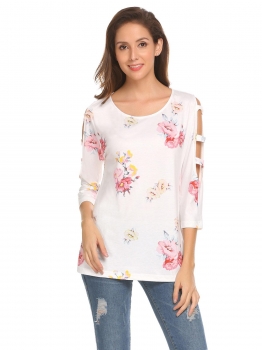 Pattern 2 Women's Casual O-Neck Three Quarter Sleeve Floral Out Shoulder T Shirt, Multicolor
Pattern 2 Women's Casual O-Neck Three Quarter Sleeve Floral Out Shoulder T Shirt, Multicolor