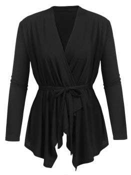 Black Women Long Sleeve Open Front Solid Irregular Casual Cardigan w" Belt, Multicolor
Black Women Long Sleeve Open Front Solid Irregular Casual Cardigan w" Belt, Multicolor
