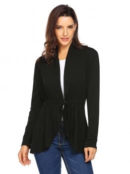 Black Women Long Sleeve Drawstring Lace Up Solid Curved Hem Casual Cardigan, Multicolor
Black Women Long Sleeve Drawstring Lace Up Solid Curved Hem Casual Cardigan, Multicolor