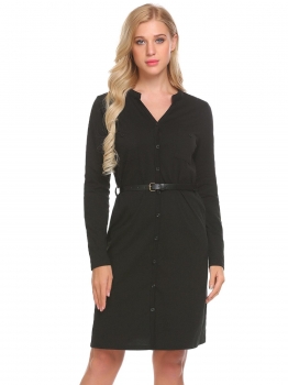 Black Women Fashion V-Neck Long Sleeve Solid Loose Cardigan Dress with Belt, Multicolor
Black Women Fashion V-Neck Long Sleeve Solid Loose Cardigan Dress with Belt, Multicolor