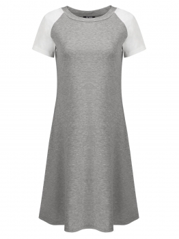 Gray Women Casual O-Neck Short Sleeve Contrast Color Patchwork T-Shirt Dress, Multicolor
Gray Women Casual O-Neck Short Sleeve Contrast Color Patchwork T-Shirt Dress, Multicolor